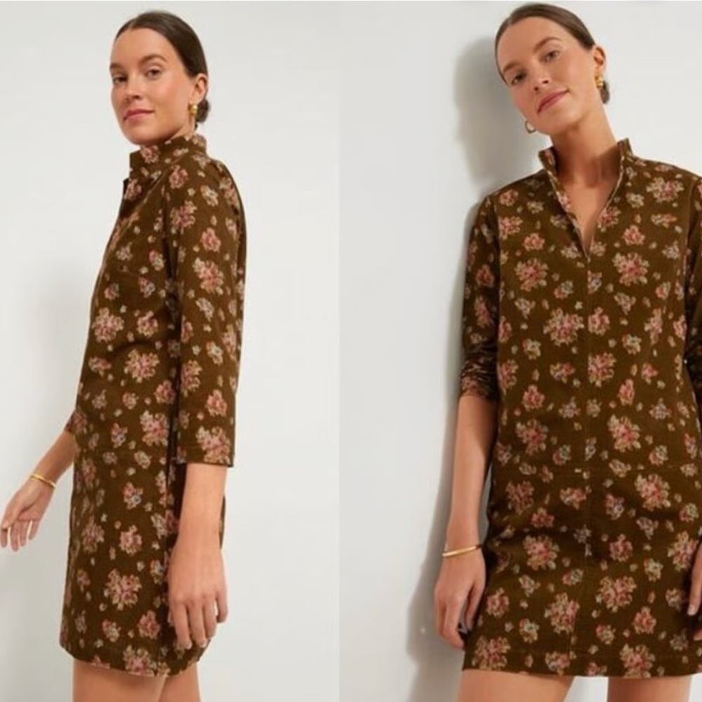 NWT Tuckernuck Brown Floral Corduroy Dress